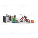 Boy Fixing Bicycle Tire
