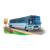 Blue Bus at Bus Stop Color PNG