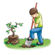 Boy Digging Hole planting a tree