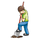 Boy Digging Hole with a shovel