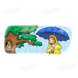 Girl in Rain by a Tree