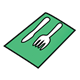 Green Napkin with fork and knife