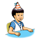 Birthday Boy with striped hat