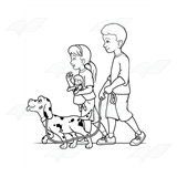Children Walking Dalmatian