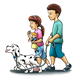 Children Walking Dalmatian 