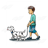 Boy Walking Dalmatian