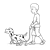 Boy Walking Dalmatian Line PNG