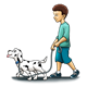 Boy Walking Dalmatian on a leash