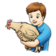 Boy Holding Chicken tan chicken