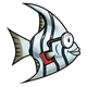 Gray-White Striped Fish with glasses and a red book