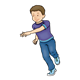 Running Boy wearing a purple shirt and blue pants