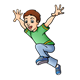 Jumping Boy with arms spread into the sky