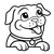Pug Puppy Looking Out Line PNG