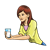 Mom with Glass of Milk Color PNG