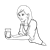 Mom with Glass of Milk Line PNG