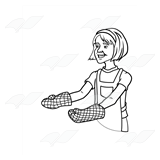 Lady with Red Oven Mitts