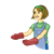 Lady with Red Oven Mitts Color PNG