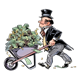 Man in Suit with a wheelbarrow full of money