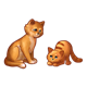 Copper Cats sitting and lying