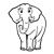 Elephant with Tusks Line PNG