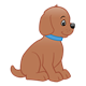 Brown Puppy with blue collar, sitting