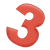 Red Number 3 Color PNG