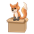 Orange Fox in a Box Color PNG
