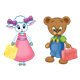 Amber Lamb, Button Bear holding lunchboxes
