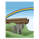 Animals Leaving the Ark with rainbow in background