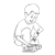 Boy Playing with Toys Line PNG