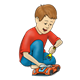 Boy Playing with Toys racecar and figure