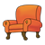 Overstuffed Orange Chair Color PNG