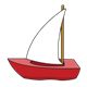 Red Sailboat with white sail