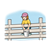 Girl on Fence Rail Color PNG