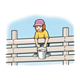 Girl on Fence Rail holding bucket