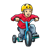 Boy on Blue Tricycle Color PNG