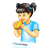 Girl Eating Sandwich Color PNG