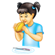 Girl Eating Sandwich jam sandwich with plate and knife