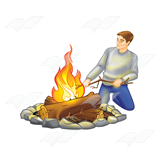 Man Building a Campfire
