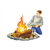 Man Building a Campfire Color PDF