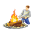Man Building a Campfire Color PNG