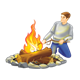 Man Building a Campfire 