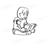 Girl Reading with Doll