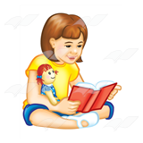 Girl Reading with Doll