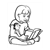 Girl Reading with Doll Line PDF