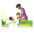 Caring for Sick Boy Color PNG