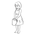 Girl Standing with Pail Line PNG