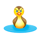 Brown Duckling 6 facing front in water