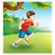 Boy Running Outside in red shirt