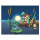 Turtle and Friends with instruments in moonlight